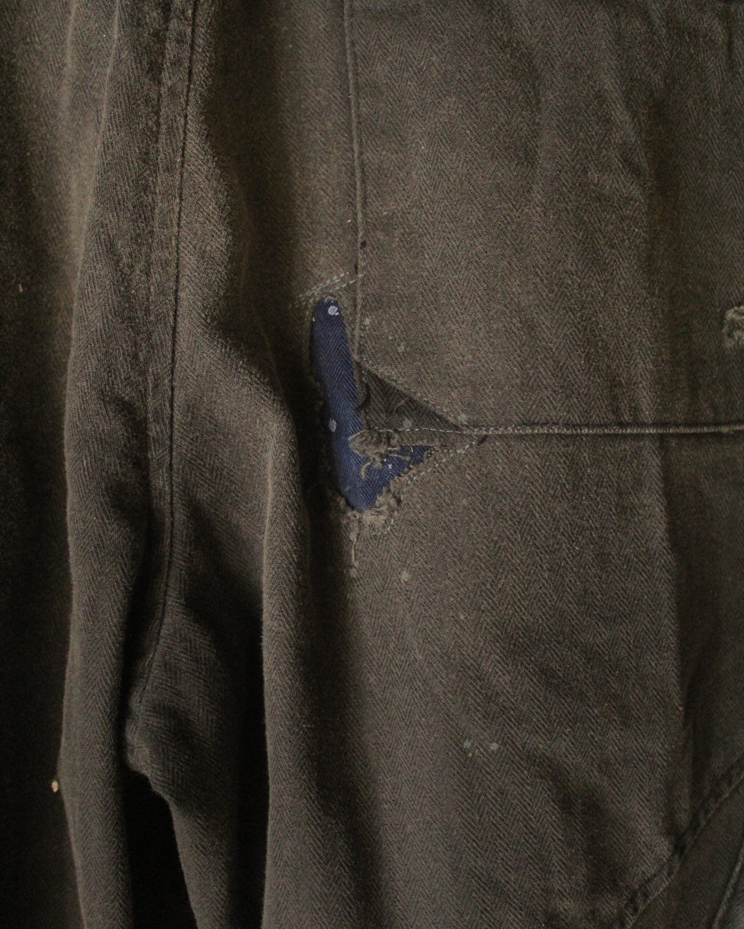 REMAKED HERRINGBONE COMBAT CARGO TROUSERS, BLACK