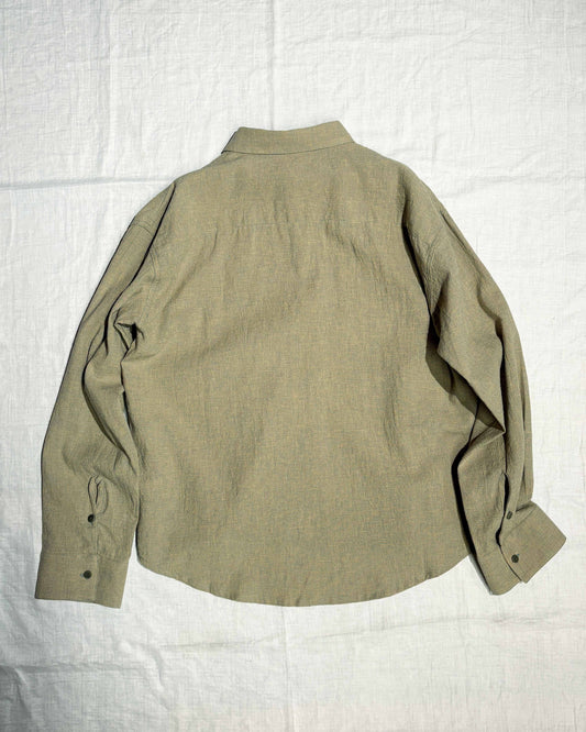 【nakedgauge】LINEN COTTON RANDAM COLOR HOUNDSTOOTH SHIRT LS, YLW x B.GRAY