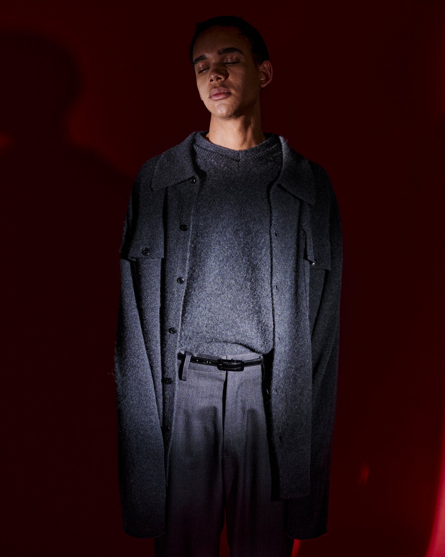 【nakedgauge】WOOL GABARDINE ASHLEY SLACKS, BLACK