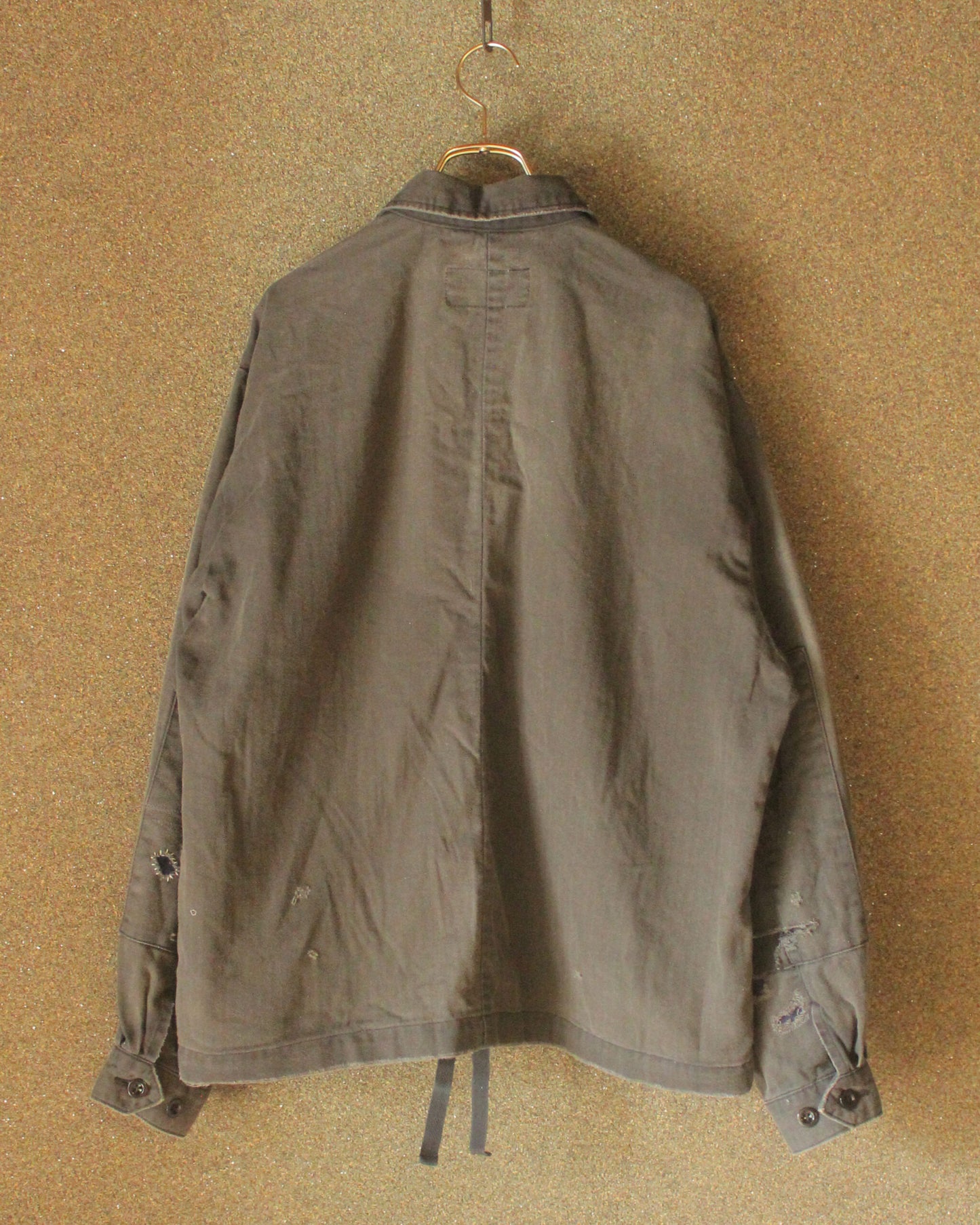 REMAKED HERRINGBONE MILITARY SHIRTS JACKET, BLACK