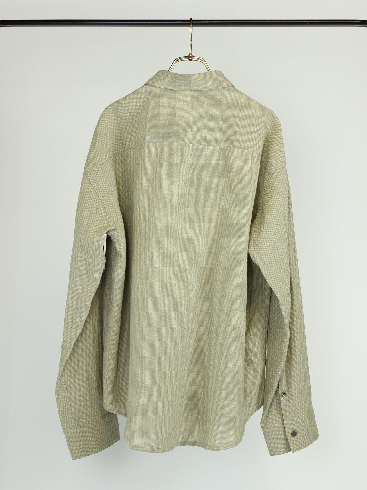 錆染 LINEN COTTON RANDAM COLOR HOUNDSTOOTH SHIRT LS, 錆/YLW x B.GRAY