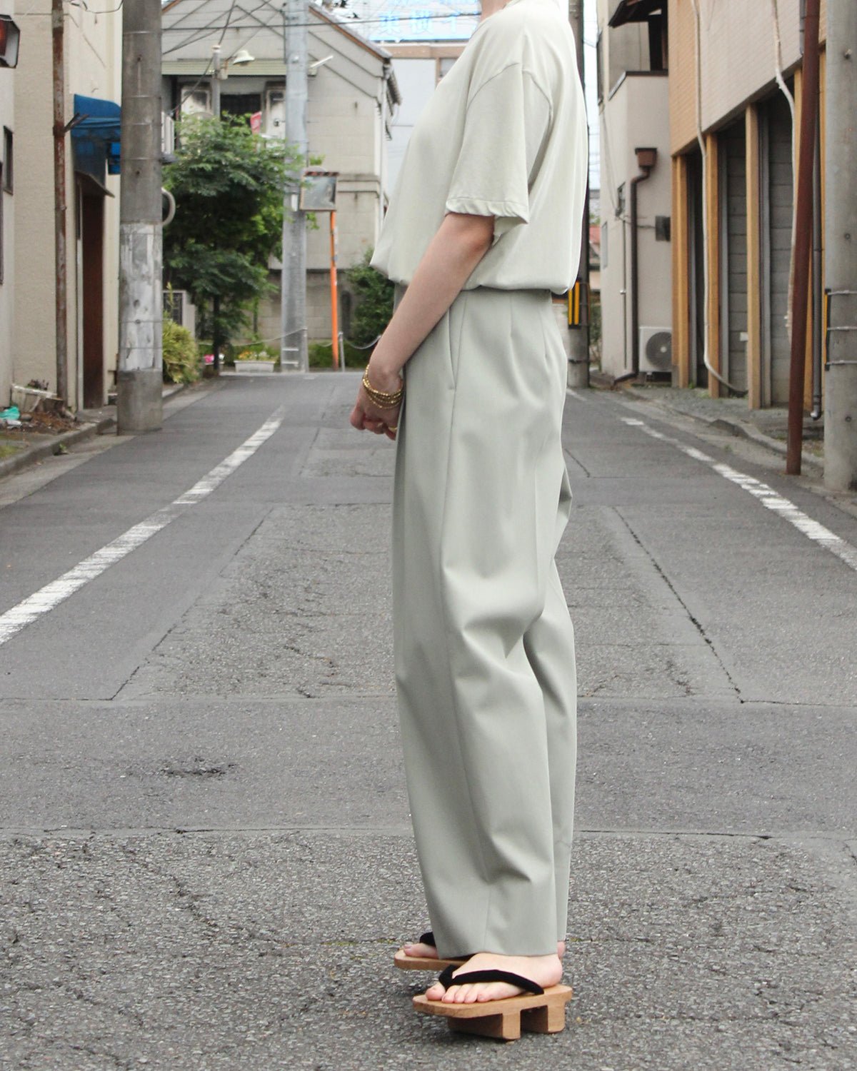 COTTON TROUSERS, SEAGRASS