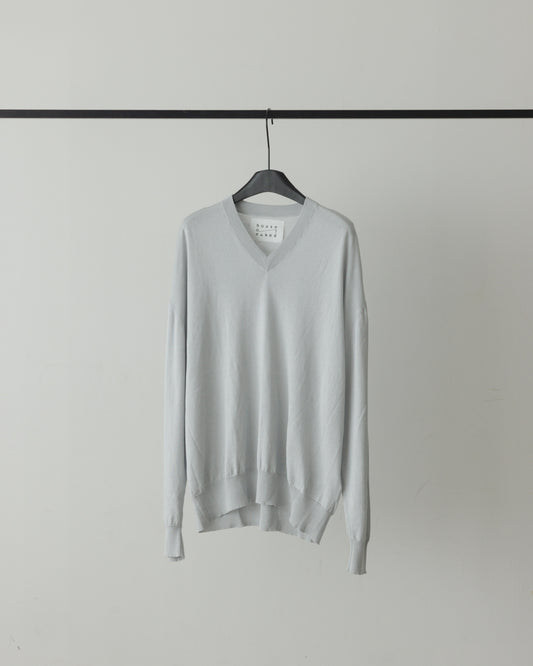 【house of naked】SILKxCASHMERE V-NECK CREWNECK KNIT, LIGHT GRAY
