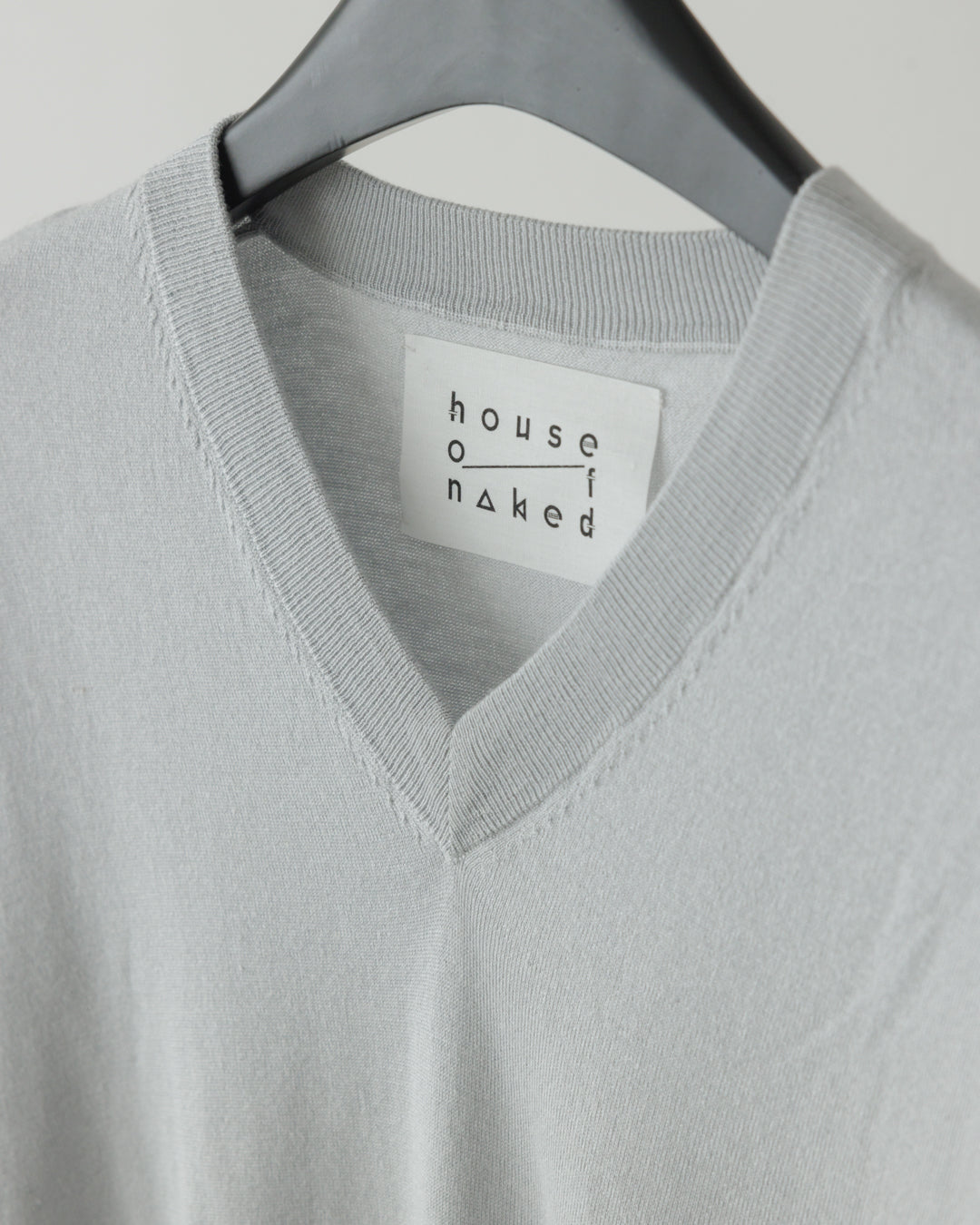 【house of naked】SILKxCASHMERE V-NECK CREWNECK KNIT, LIGHT GRAY