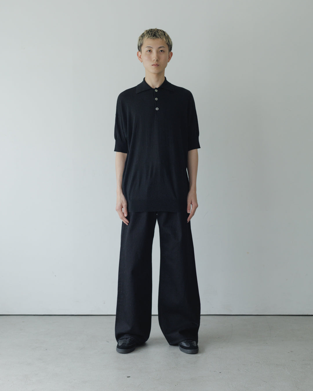【house of naked】SILKxCASHMERE  80POLO SS, BLACK