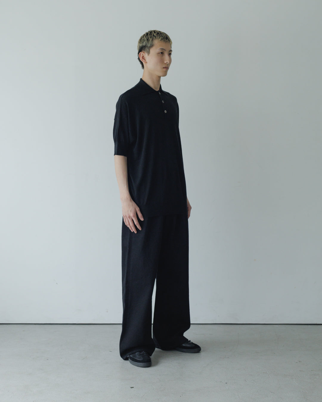 【house of naked】SILKxCASHMERE  80POLO SS, BLACK