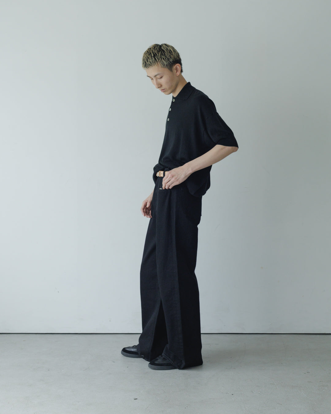 【house of naked】SILKxCASHMERE  80POLO SS, BLACK