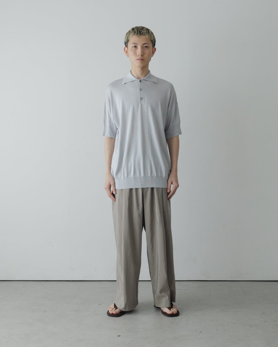 【house of naked】SILKxCASHMERE  80POLO SS, LIGHT GRAY