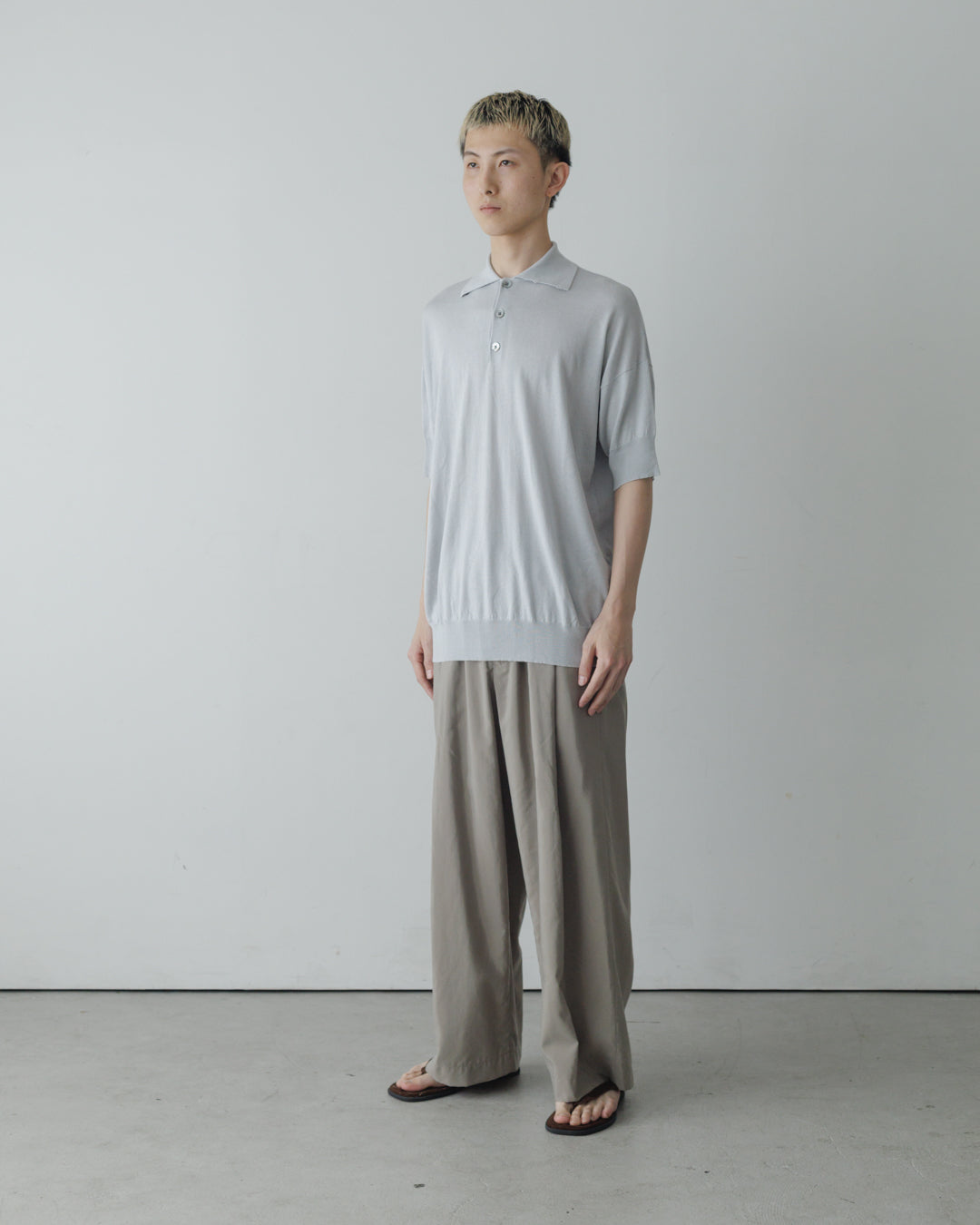 【house of naked】SILKxCASHMERE  80POLO SS, LIGHT GRAY