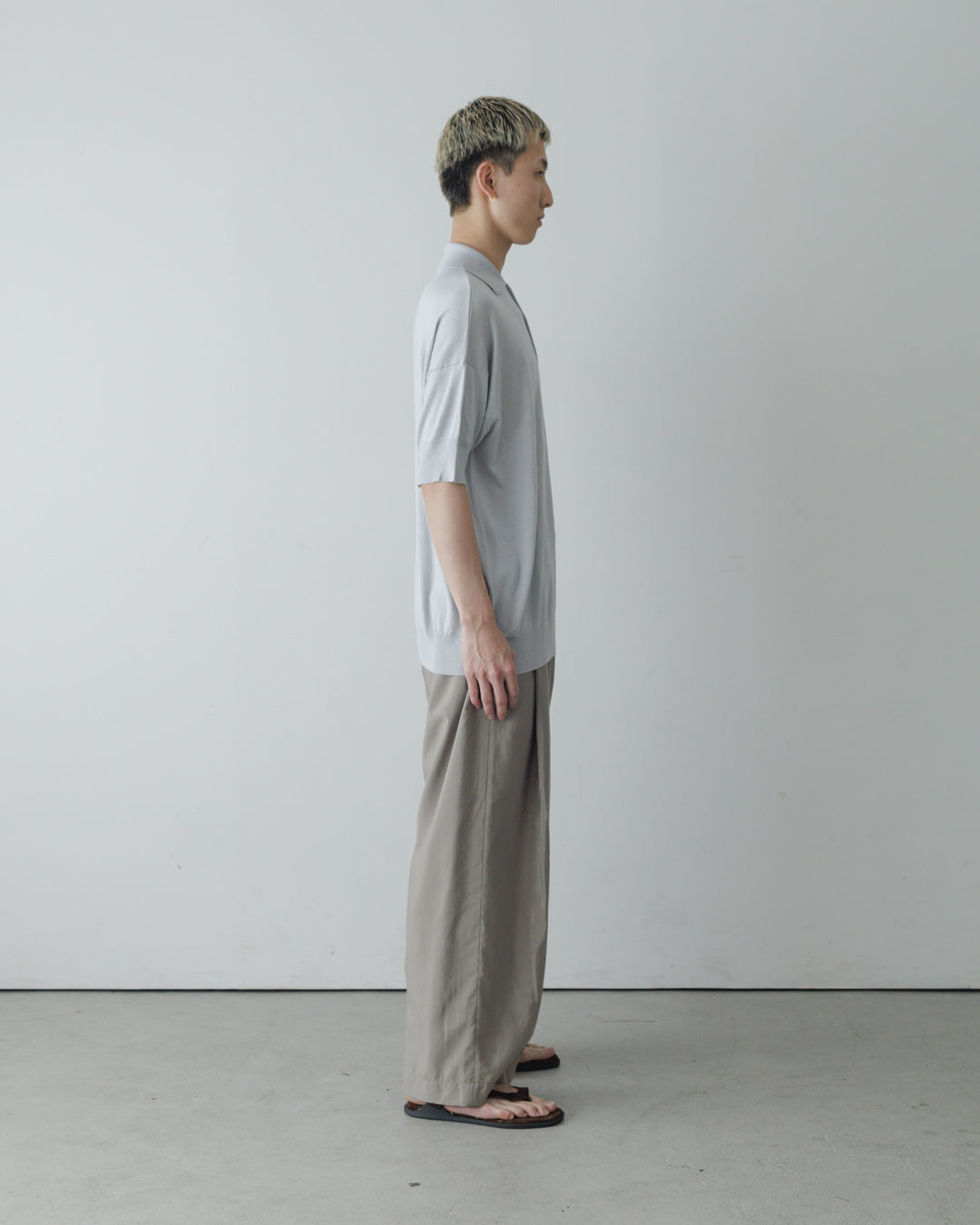 【house of naked】SILKxCASHMERE  80POLO SS, LIGHT GRAY