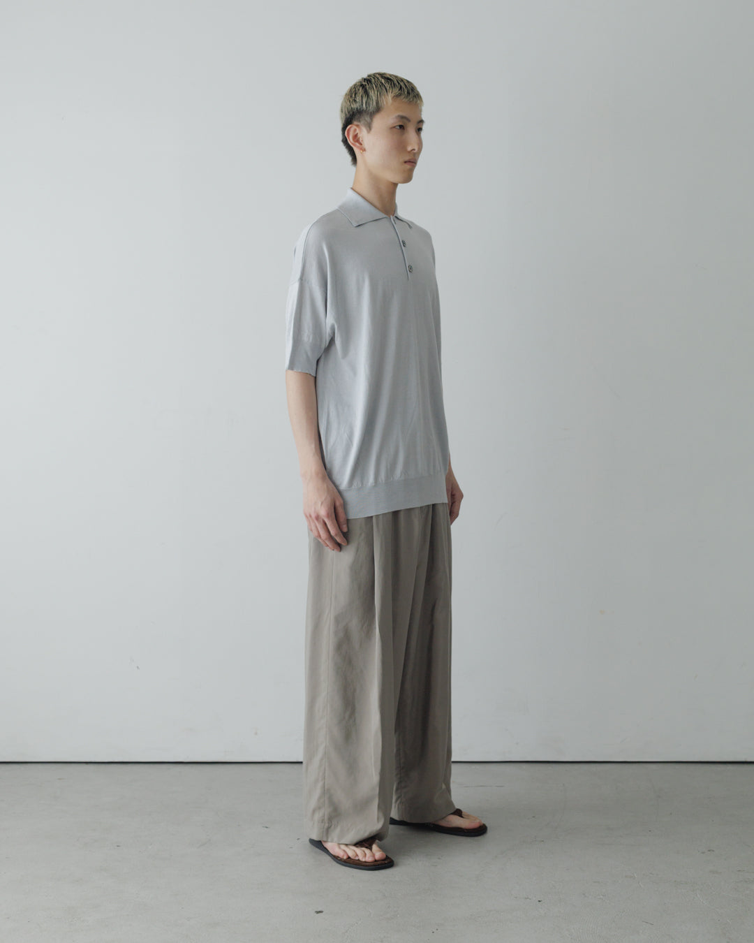 【house of naked】SILKxCASHMERE  80POLO SS, LIGHT GRAY
