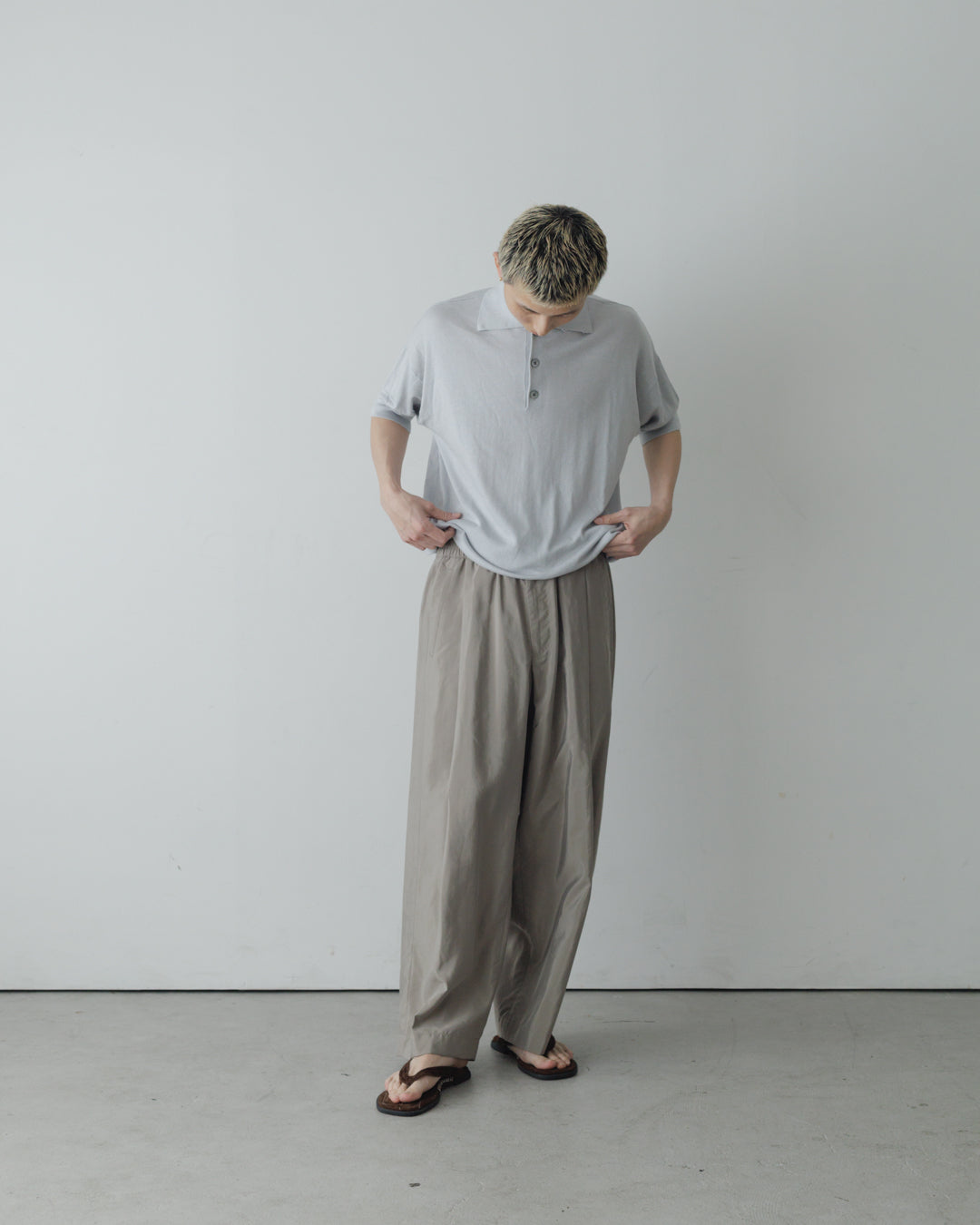 【house of naked】SILKxCASHMERE  80POLO SS, LIGHT GRAY