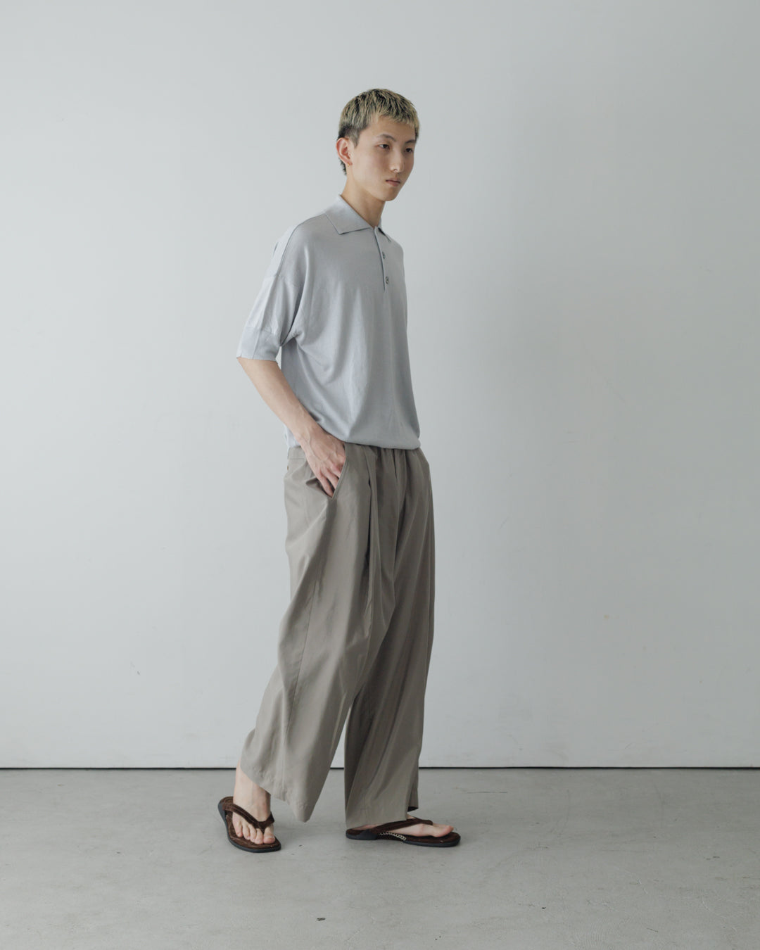 【house of naked】SILKxCASHMERE  80POLO SS, LIGHT GRAY
