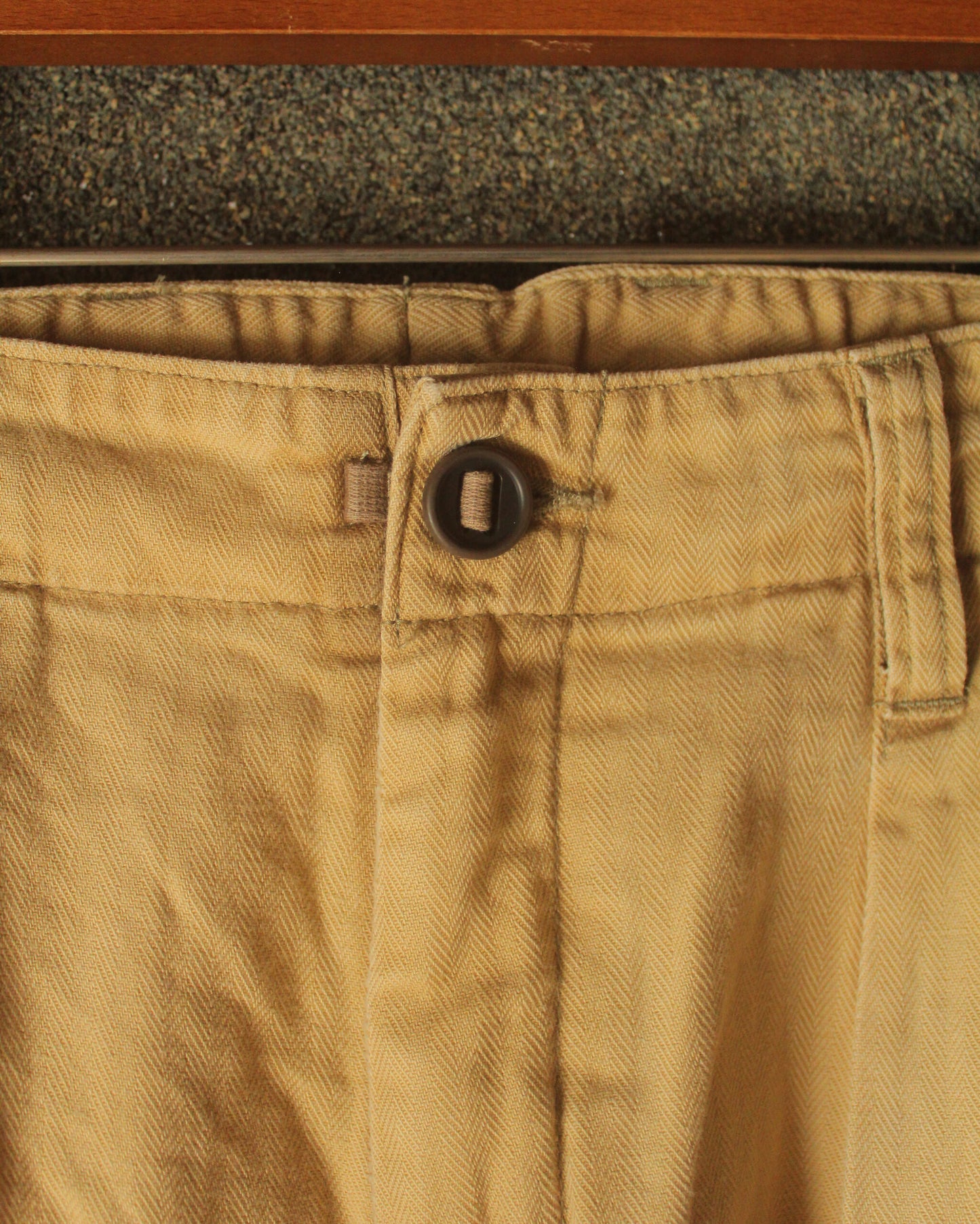 REMAKED HERRINGBONE COMBAT CARGO TROUSERS, KHAKI