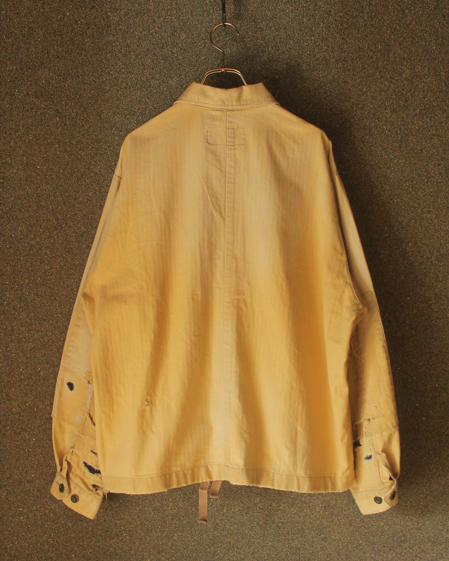 REMAKED HERRINGBONE MILITARY SHIRTS JACKET, KHAKI