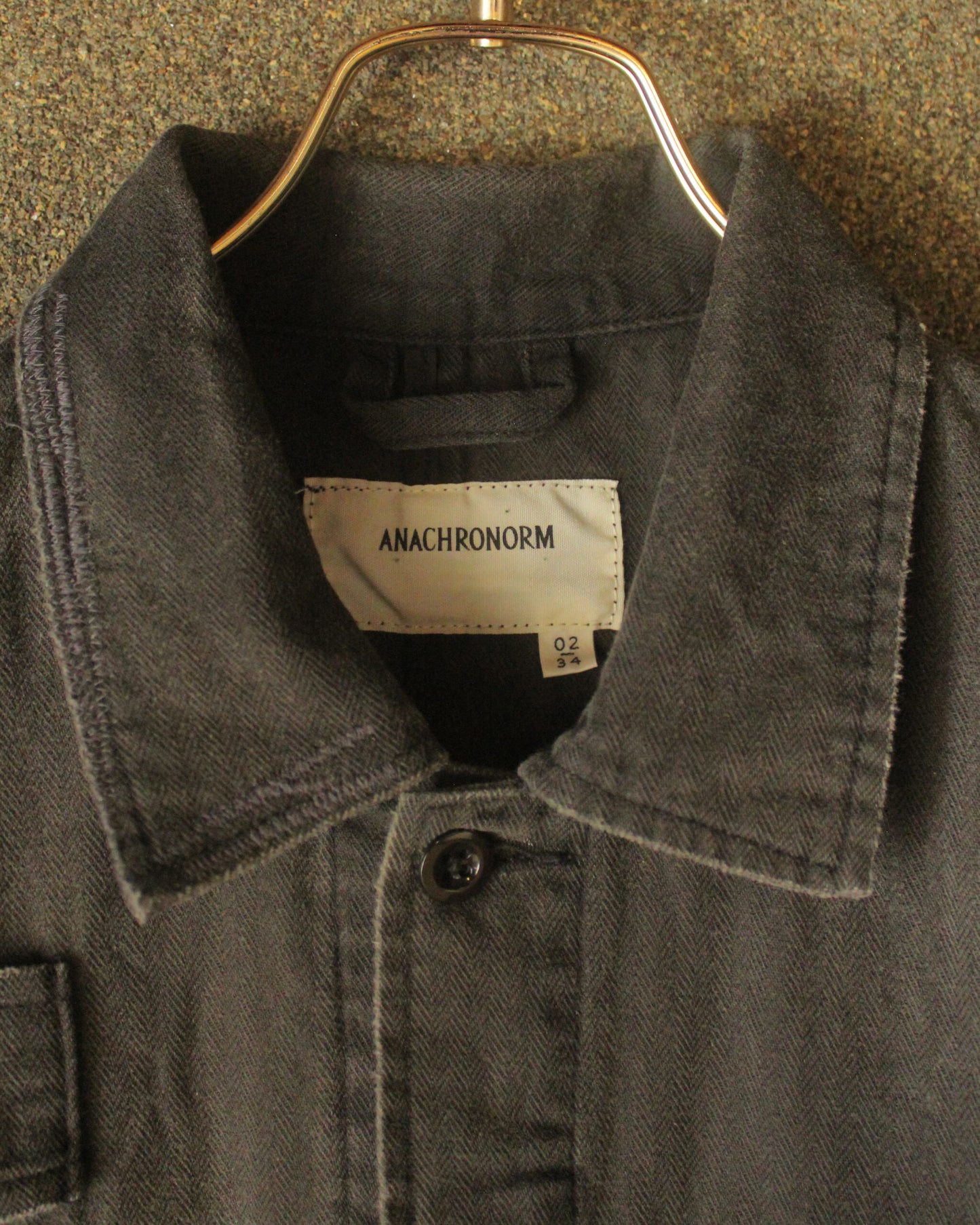REMAKED HERRINGBONE MILITARY SHIRTS JACKET, BLACK
