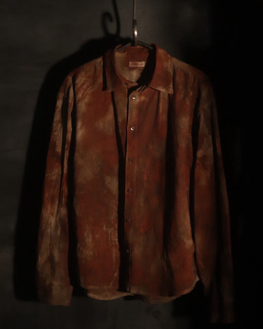 錆染 LINEN COTTON RANDAM COLOR HOUNDSTOOTH SHIRT LS, 錆/YLW x B.GRAY