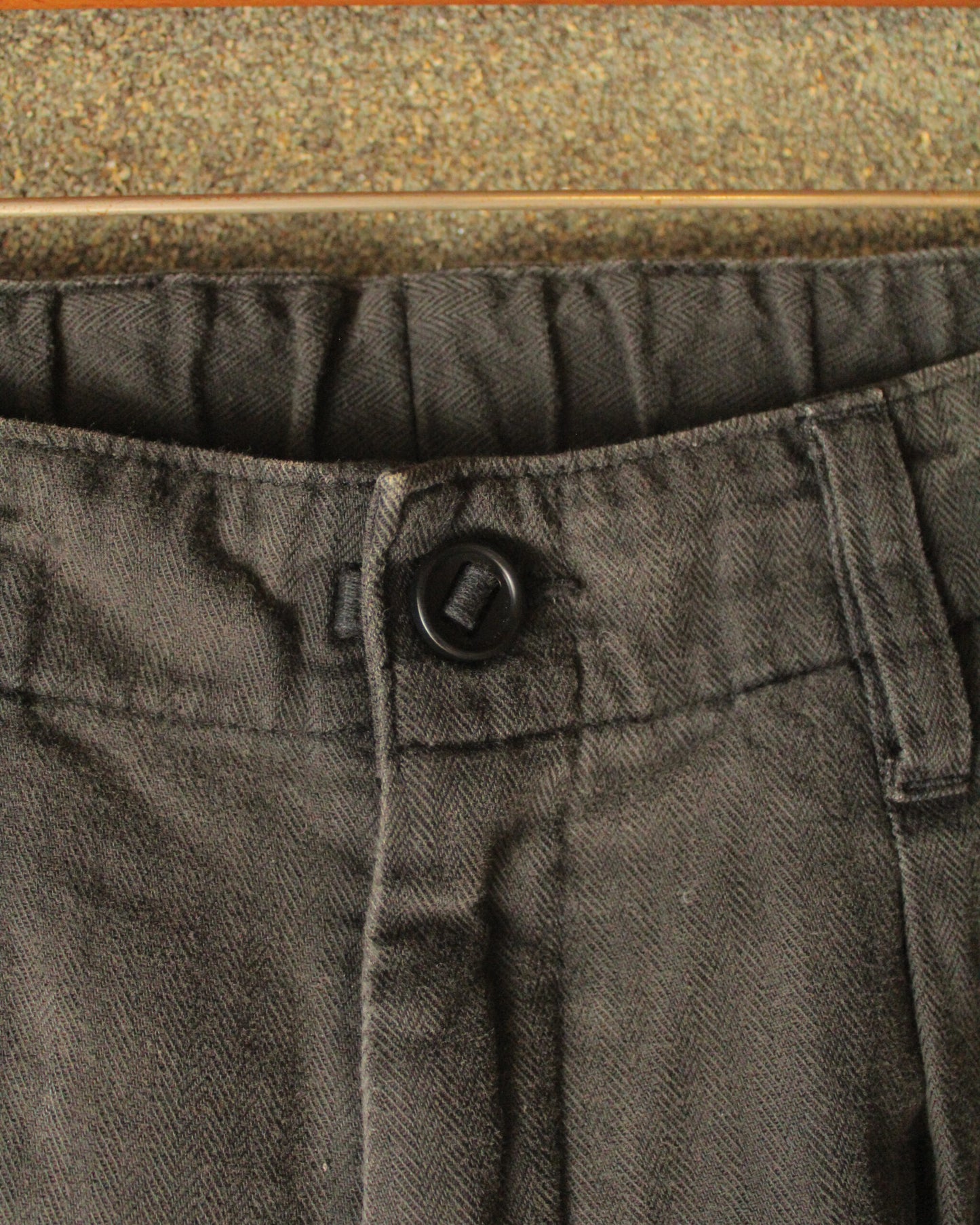 REMAKED HERRINGBONE COMBAT CARGO TROUSERS, BLACK