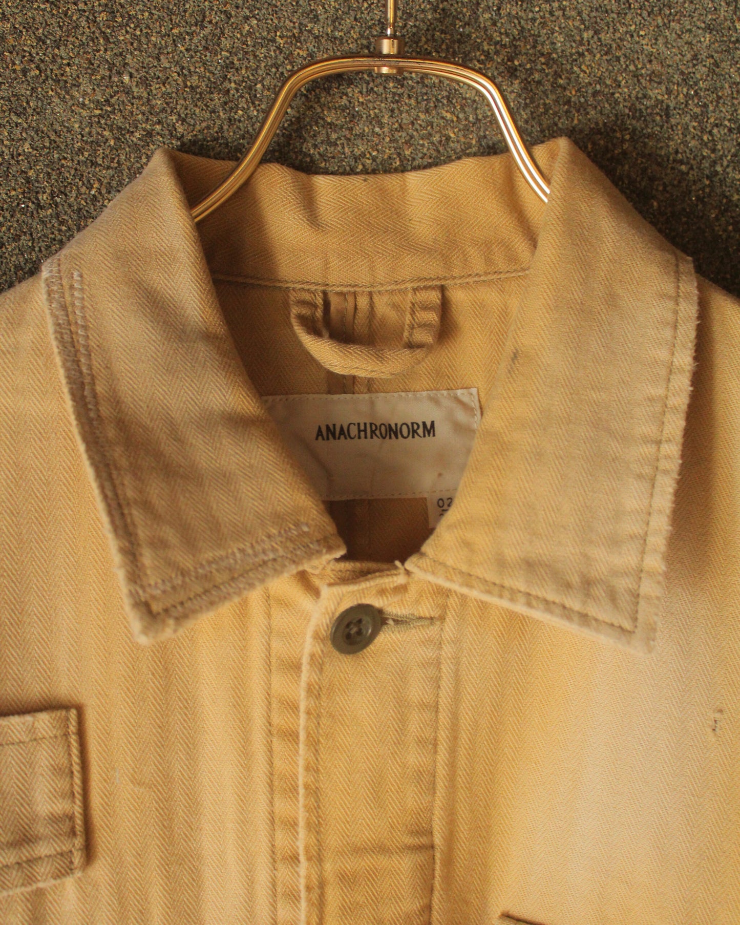 REMAKED HERRINGBONE MILITARY SHIRTS JACKET, KHAKI