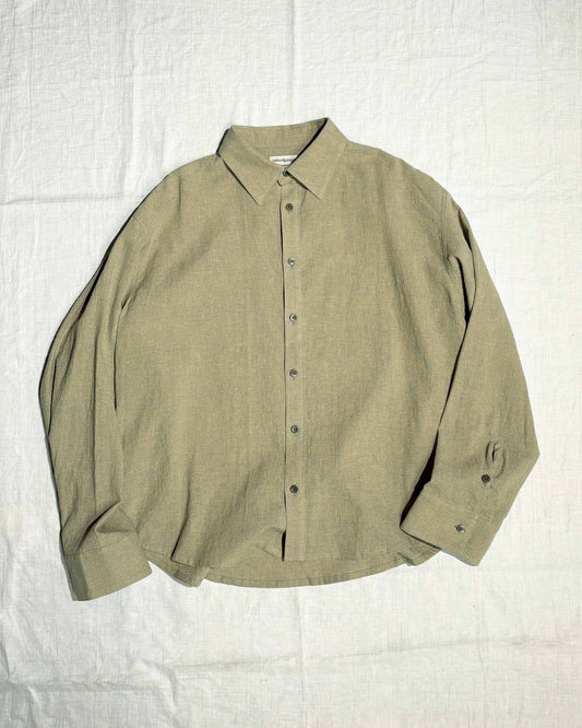 【nakedgauge】LINEN COTTON RANDAM COLOR HOUNDSTOOTH SHIRT LS, YLW x B.GRAY