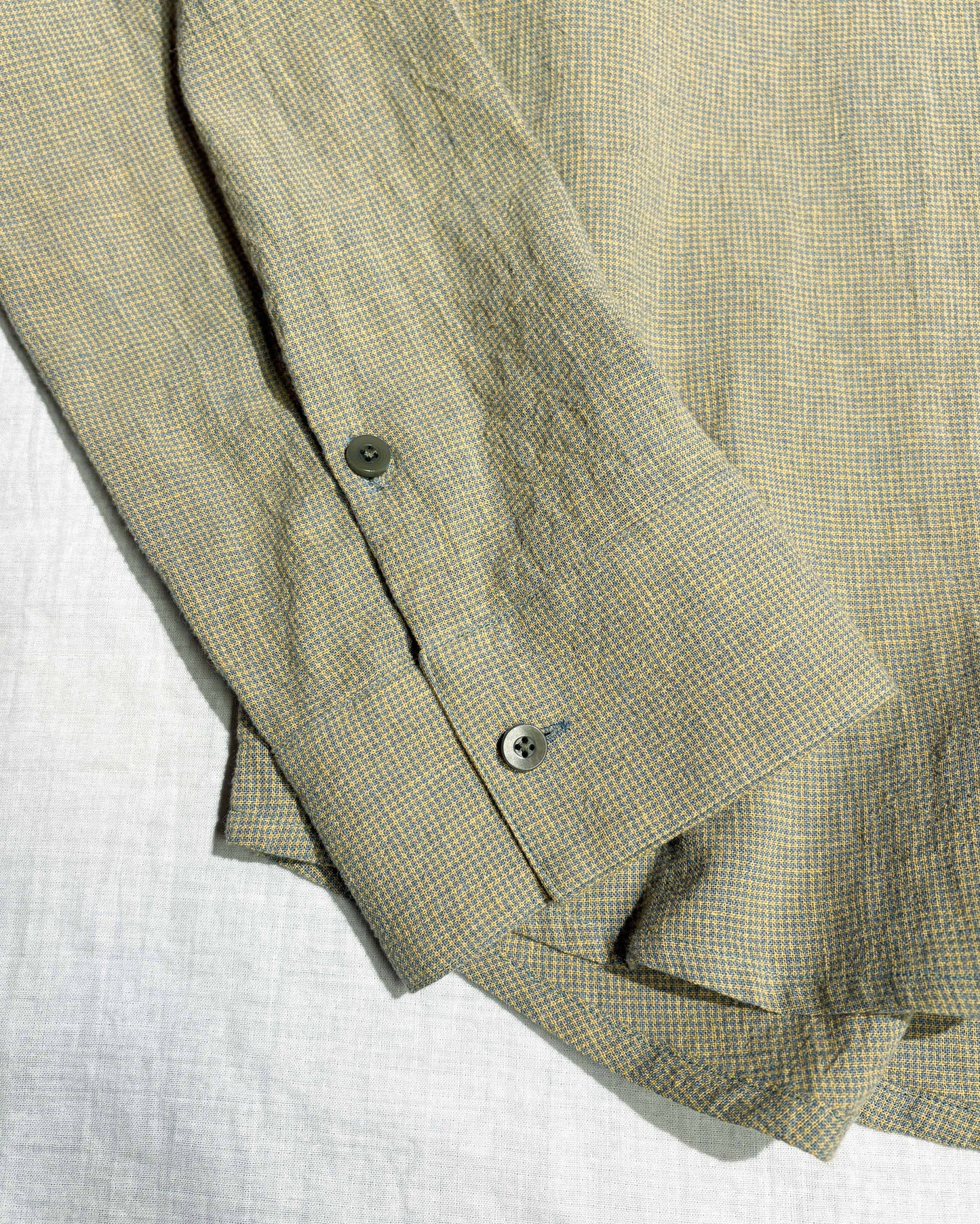 【nakedgauge】LINEN COTTON RANDAM COLOR HOUNDSTOOTH SHIRT LS, YLW x B.GRAY