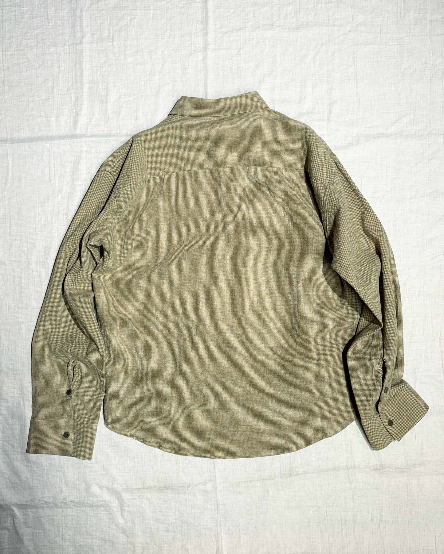 【nakedgauge】LINEN COTTON RANDAM COLOR HOUNDSTOOTH SHIRT LS, YLW x B.GRAY