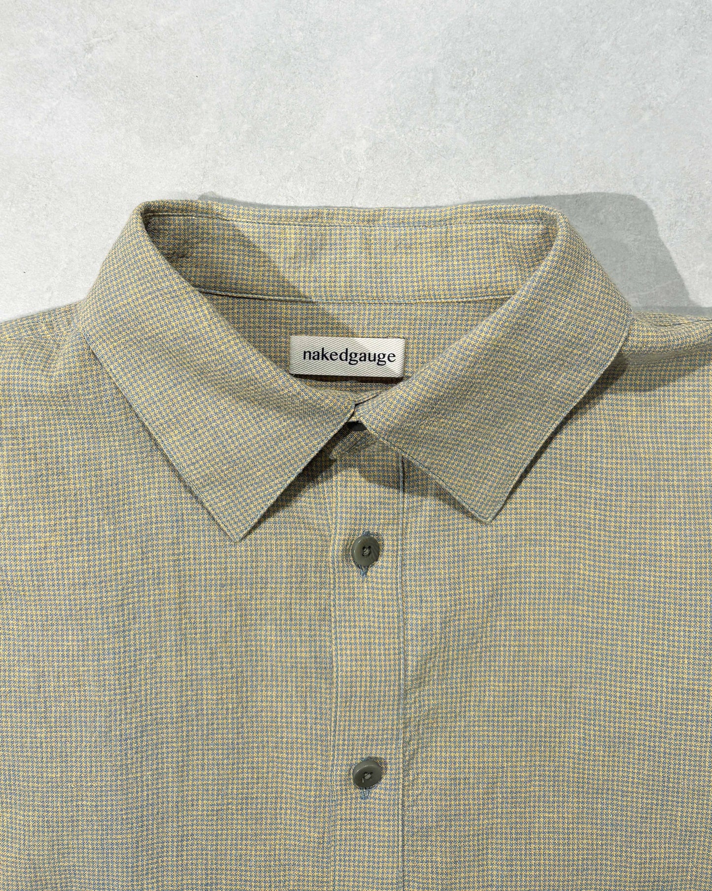 錆染 LINEN COTTON RANDAM COLOR HOUNDSTOOTH SHIRT LS, 錆/YLW x B.GRAY