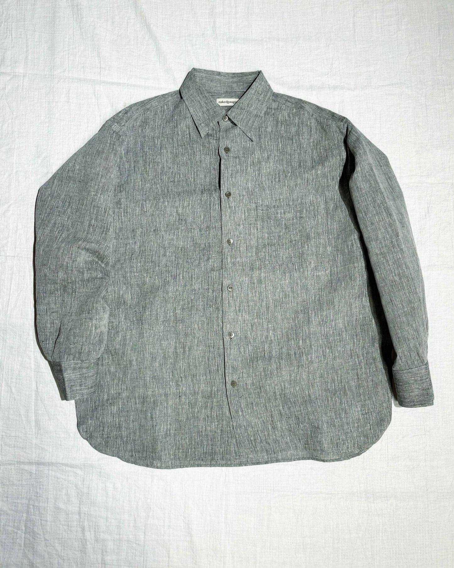 錆染 KHADIxLINEN REGULAR COLLER SHIRT, 錆/GRAY