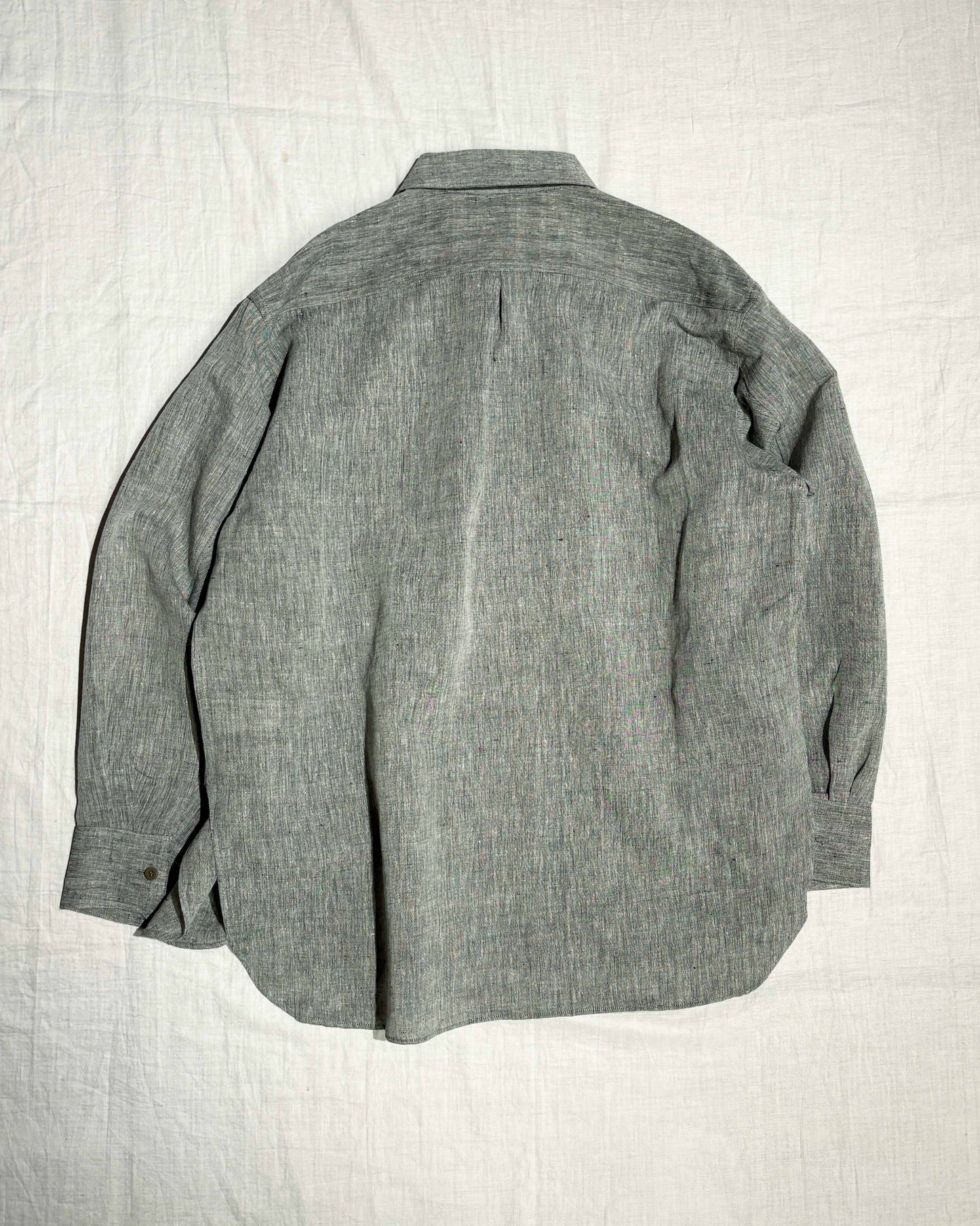 錆染 KHADIxLINEN REGULAR COLLER SHIRT, 錆/GRAY