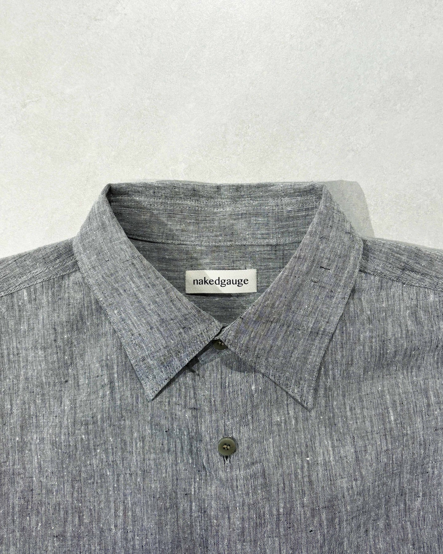 錆染 KHADIxLINEN REGULAR COLLER SHIRT, 錆/GRAY
