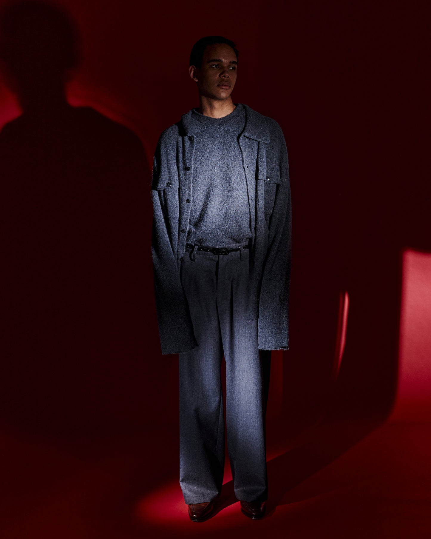 【nakedgauge】WOOL GABARDINE ASHLEY SLACKS, BLACK